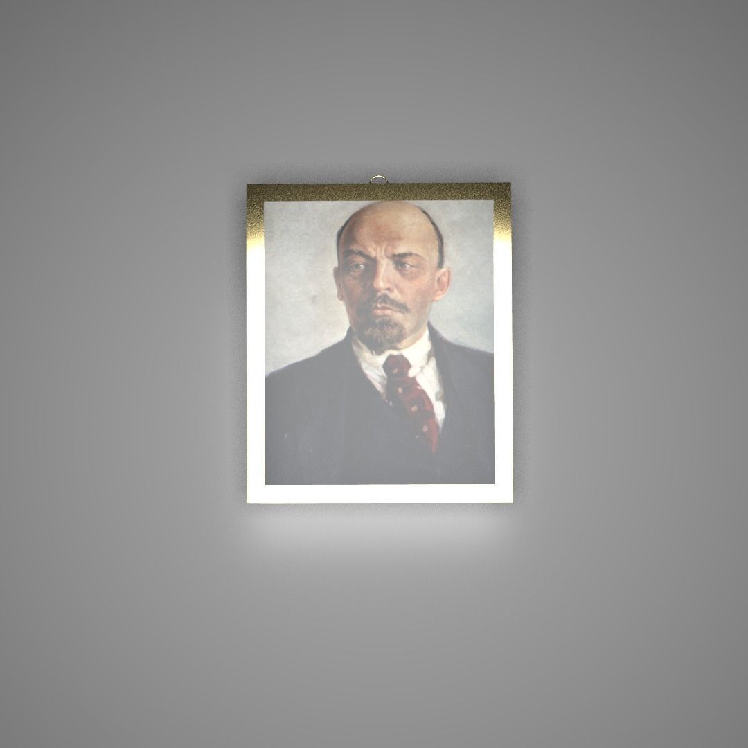 Vladimir lenin painting wall frame Low-poly 3D model_2