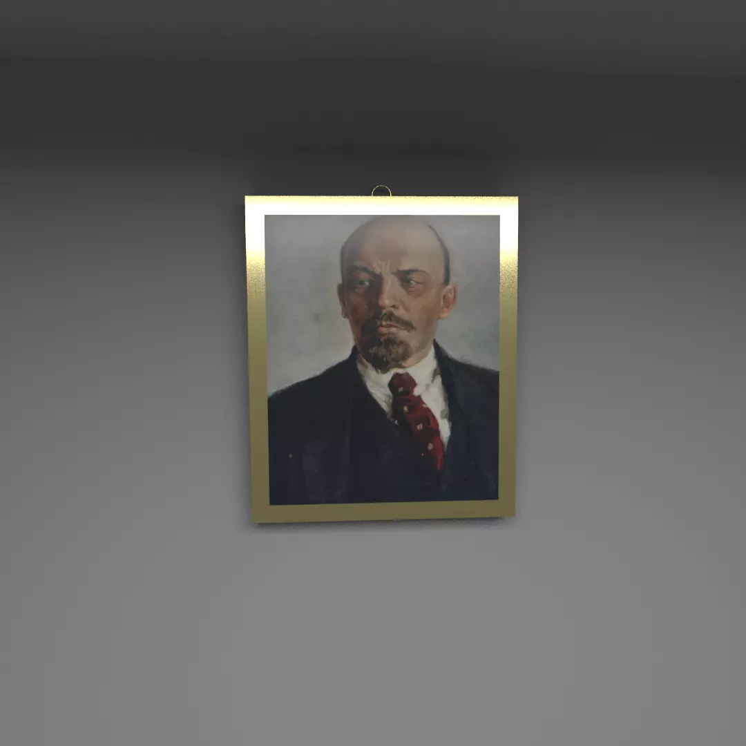 Vladimir lenin painting wall frame Low-poly 3D model_0