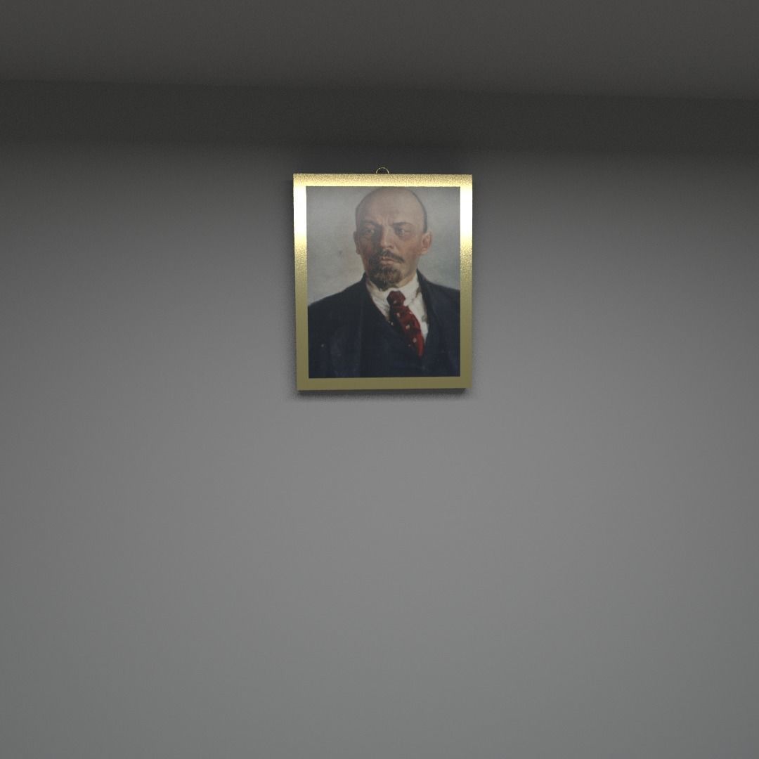 Vladimir lenin painting wall frame Low-poly 3D model_1