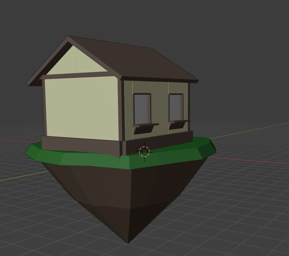 House on an island with interior Low-poly 3D model_3