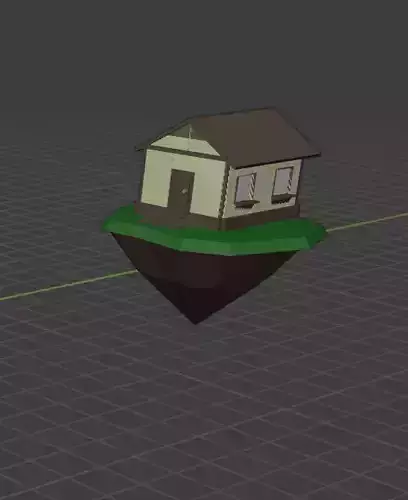 House on an island with interior