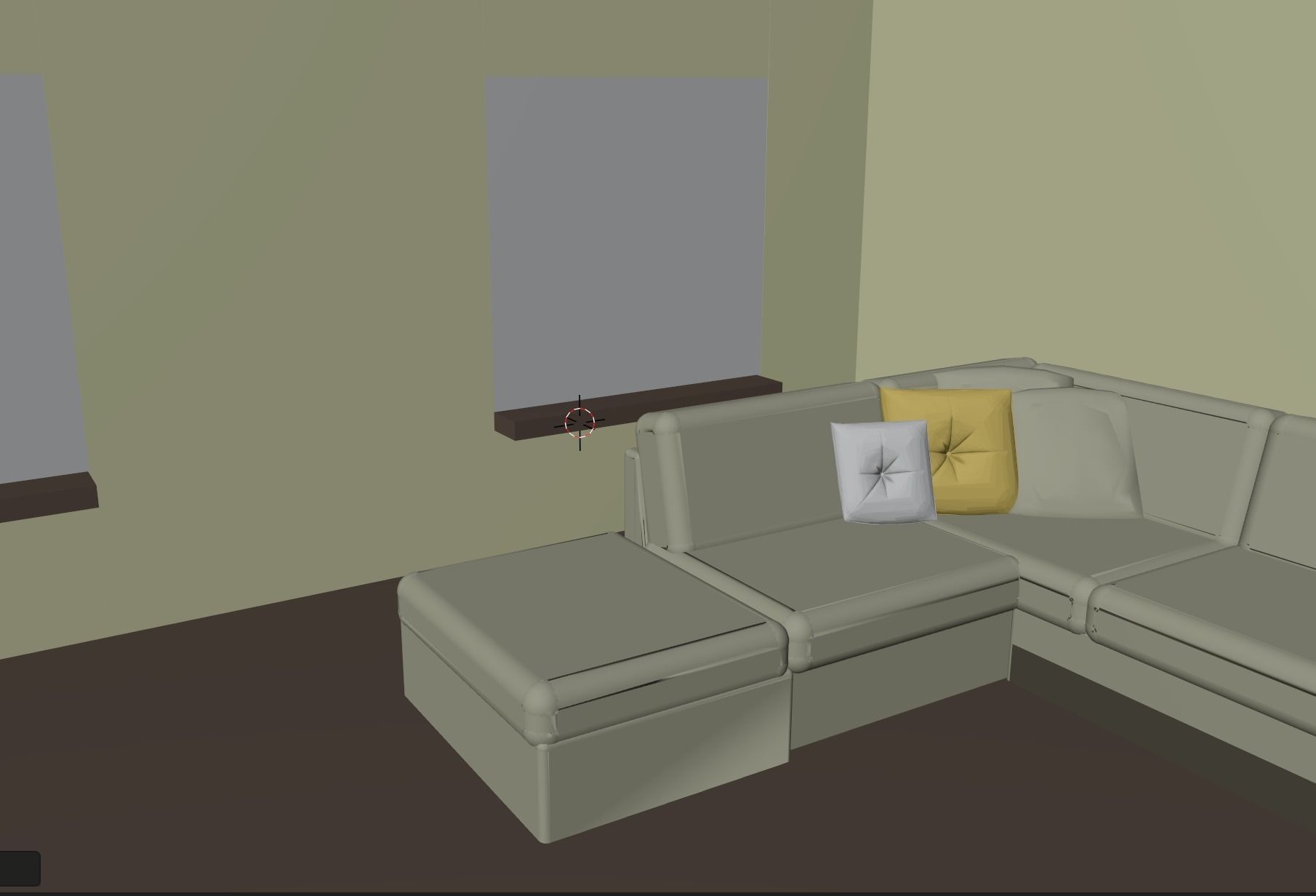 House on an island with interior Low-poly 3D model_1