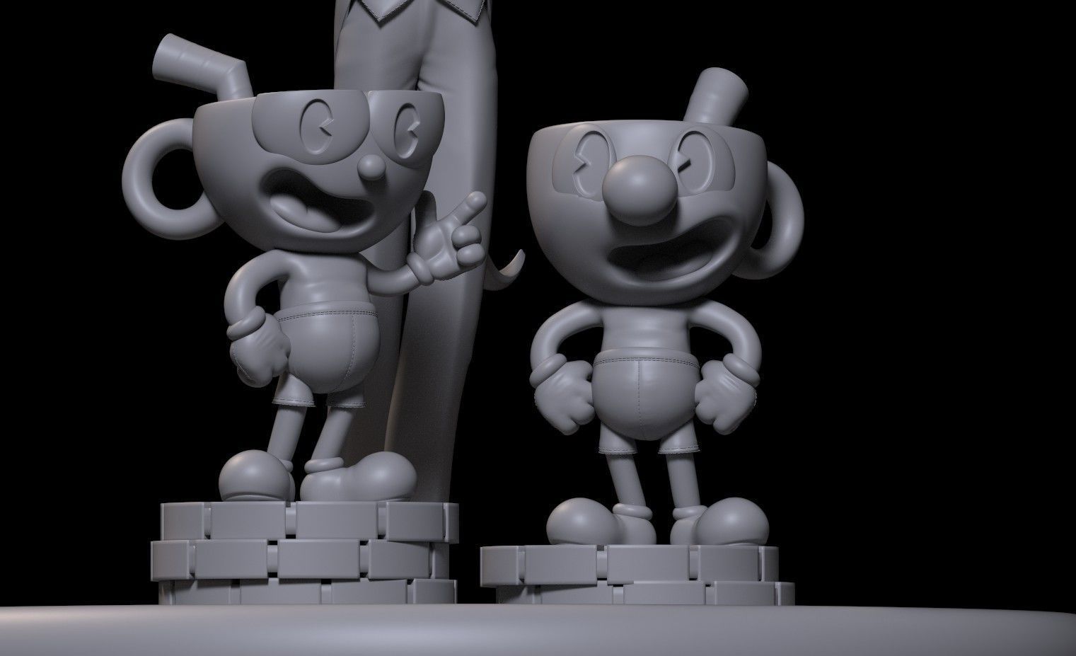 Fanart Cuphead Mugman and Kingdice - Diorama 3D print model_16