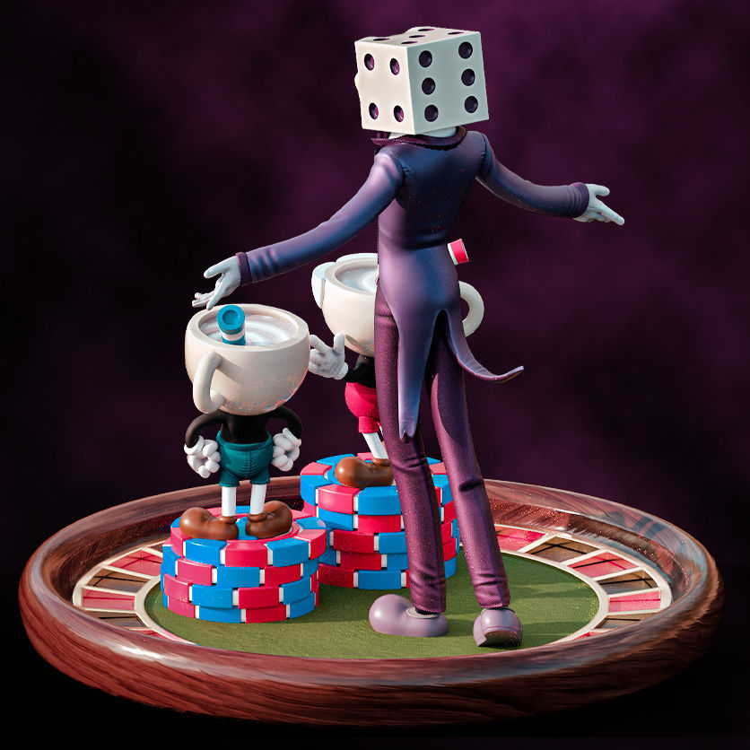 Fanart Cuphead Mugman and Kingdice - Diorama 3D print model_5
