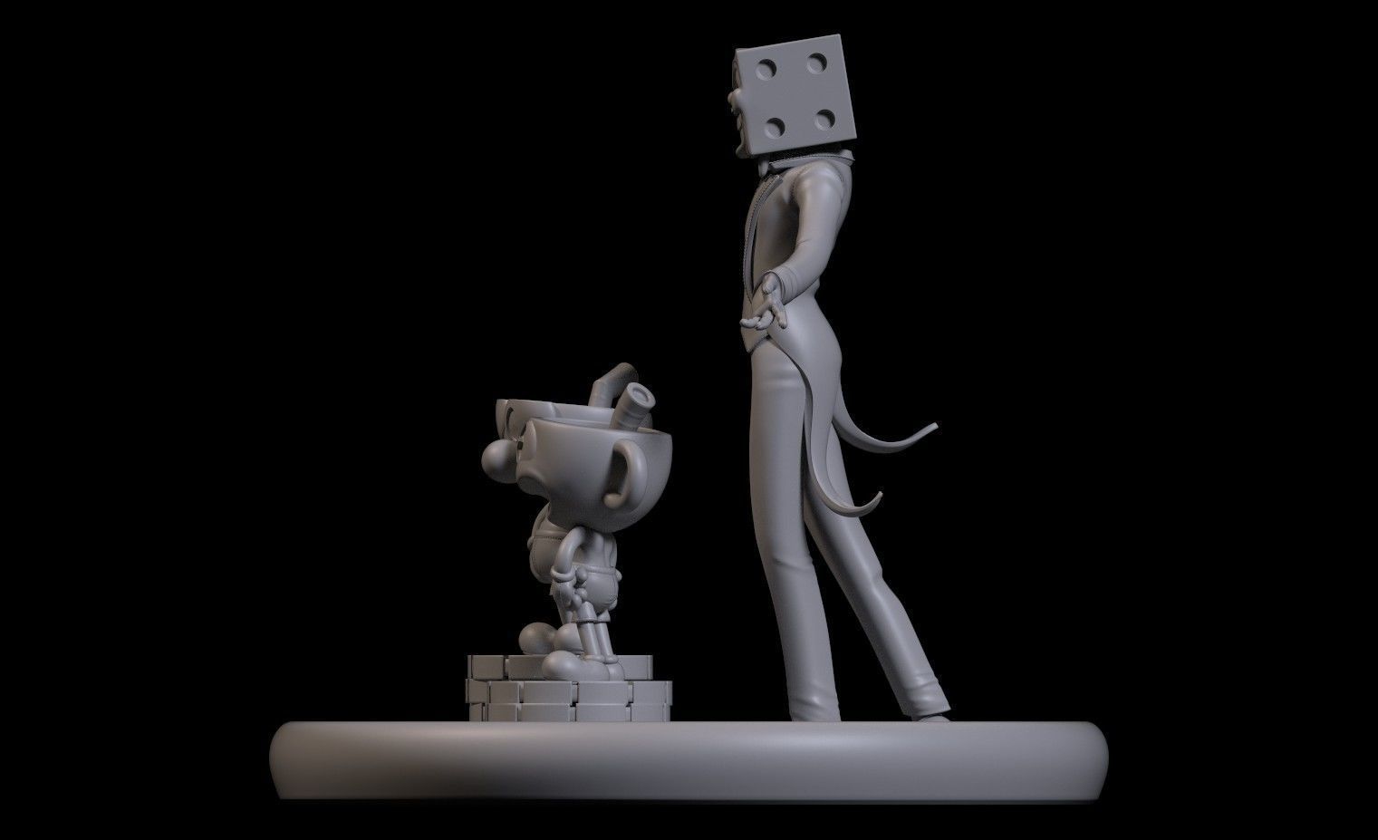 Fanart Cuphead Mugman and Kingdice - Diorama 3D print model_15