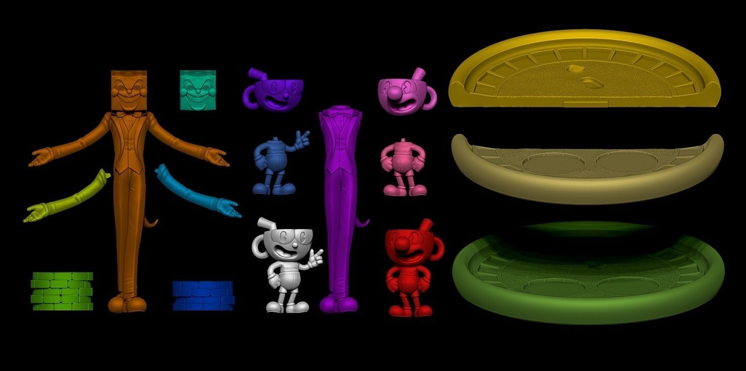Fanart Cuphead Mugman and Kingdice - Diorama 3D print model_2