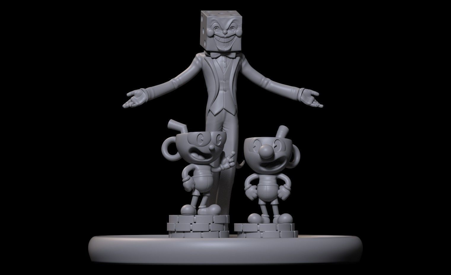 Fanart Cuphead Mugman and Kingdice - Diorama 3D print model_14