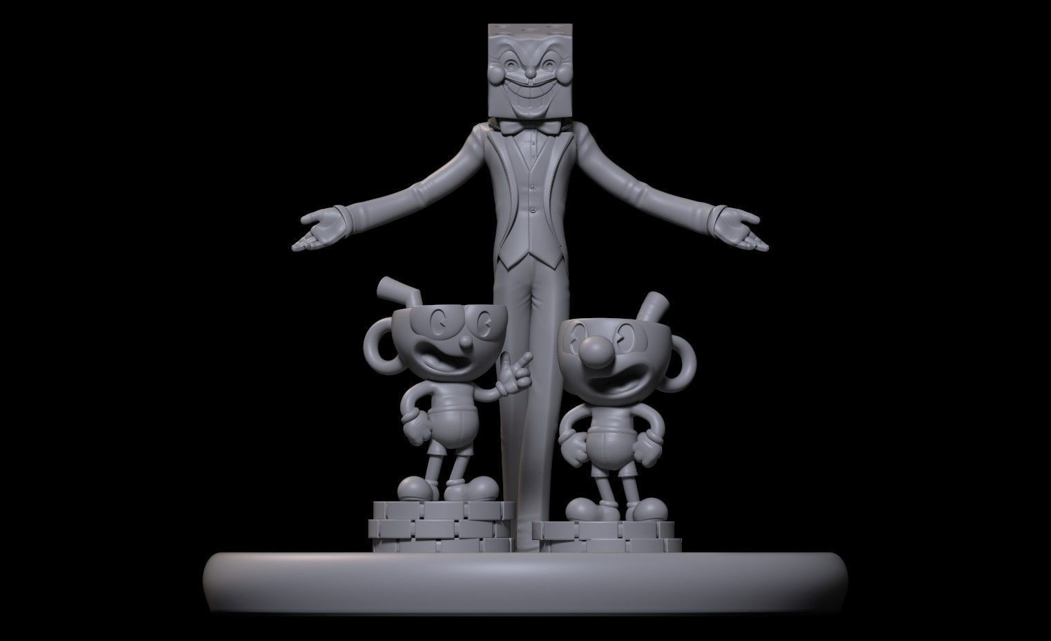 Fanart Cuphead Mugman and Kingdice - Diorama 3D print model_18
