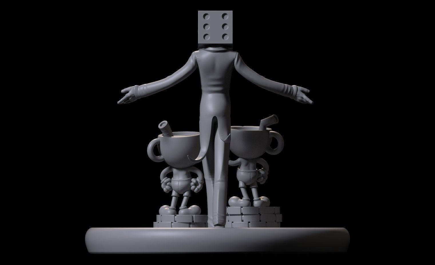 Fanart Cuphead Mugman and Kingdice - Diorama 3D print model_12