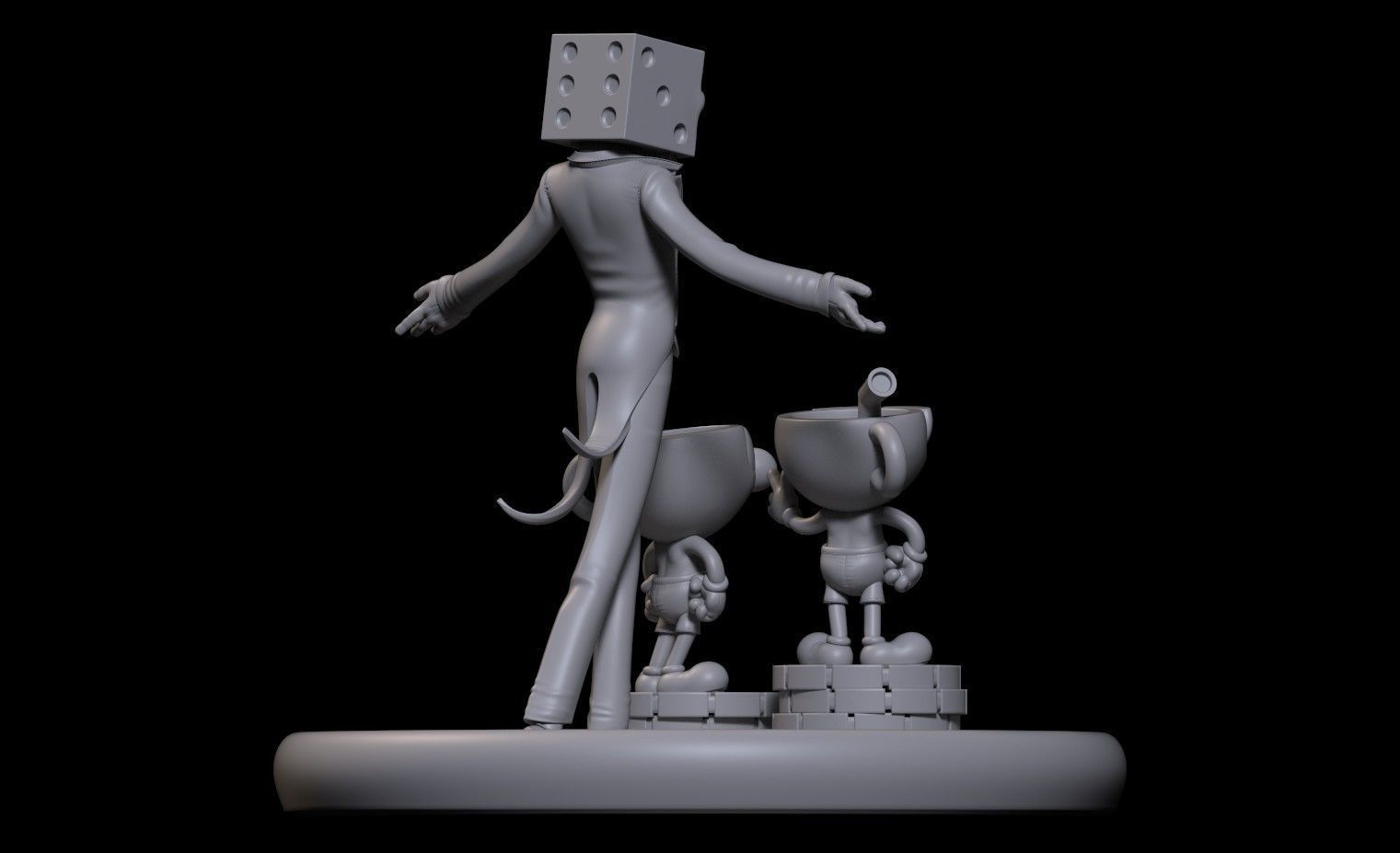 Fanart Cuphead Mugman and Kingdice - Diorama 3D print model_19