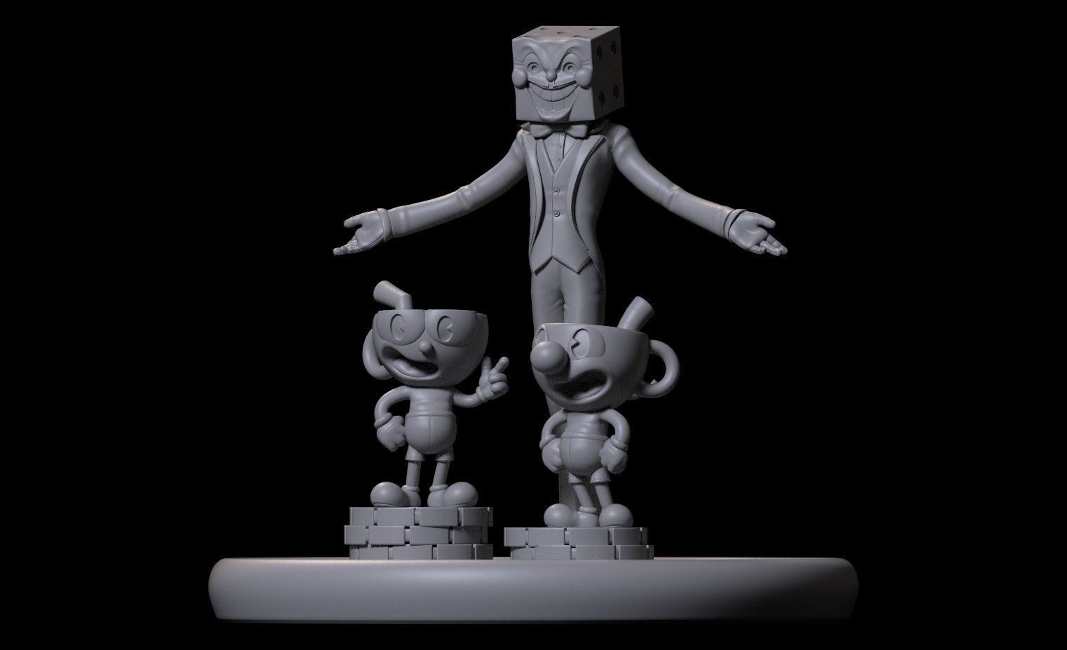 Fanart Cuphead Mugman and Kingdice - Diorama 3D print model_10