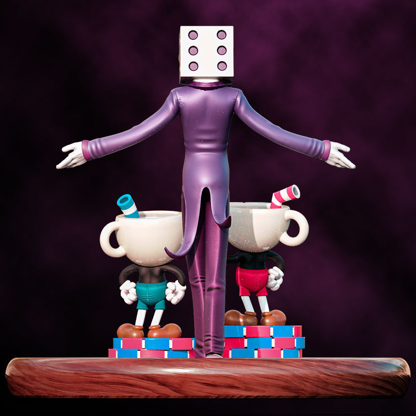 Fanart Cuphead Mugman and Kingdice - Diorama 3D print model_7