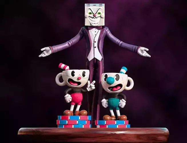 Fanart Cuphead Mugman and Kingdice - Diorama 3D print model