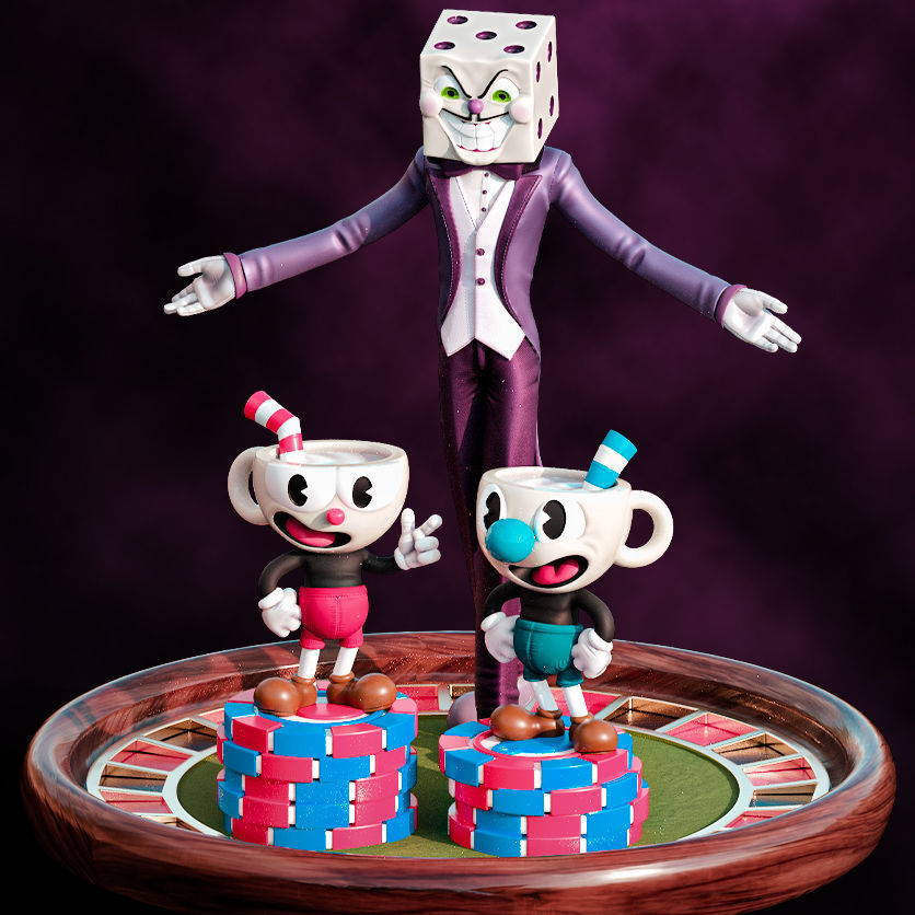 Fanart Cuphead Mugman and Kingdice - Diorama 3D print model_4