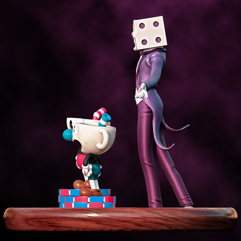 Fanart Cuphead Mugman and Kingdice - Diorama 3D print model_6