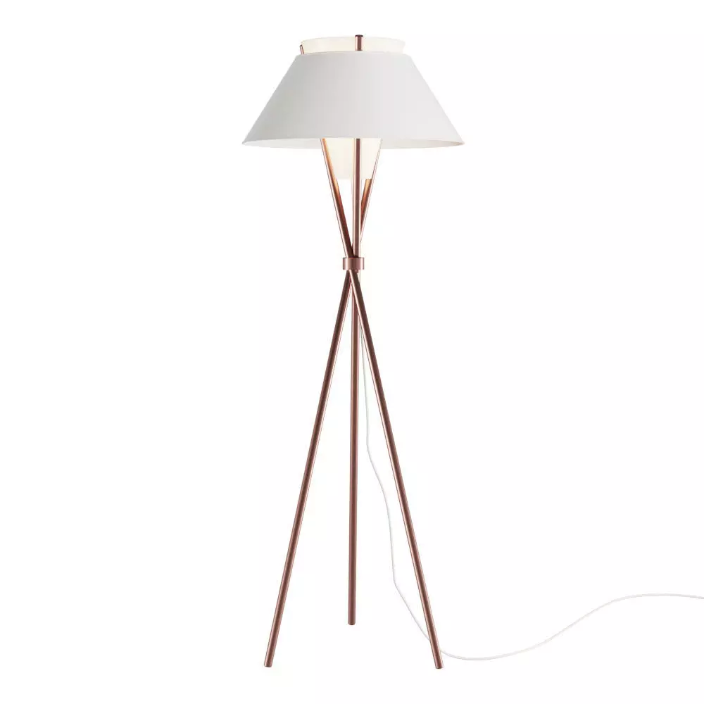Floor lamp with three uprights and textile shade 3D model_0