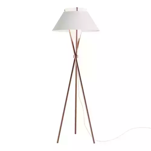 Floor lamp with three uprights and textile shade