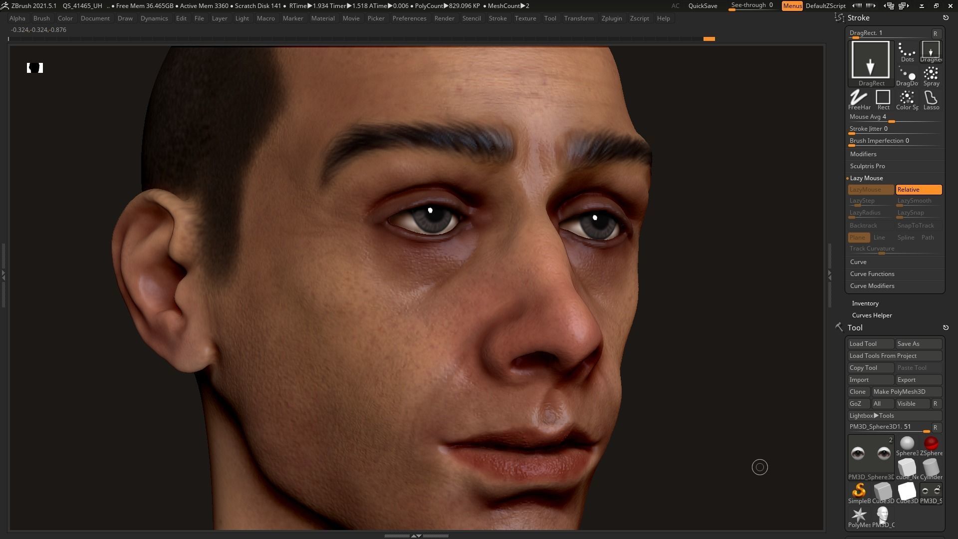 Human man head character zbrush 01 3D model_8