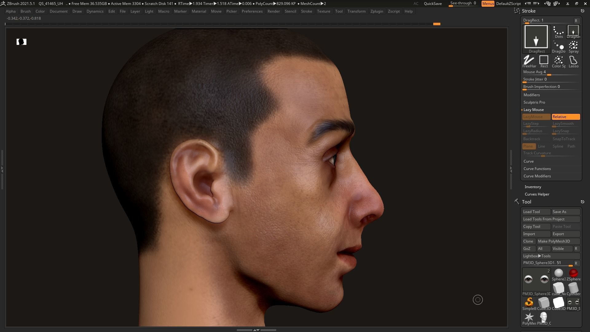 Human man head character zbrush 01 3D model_6