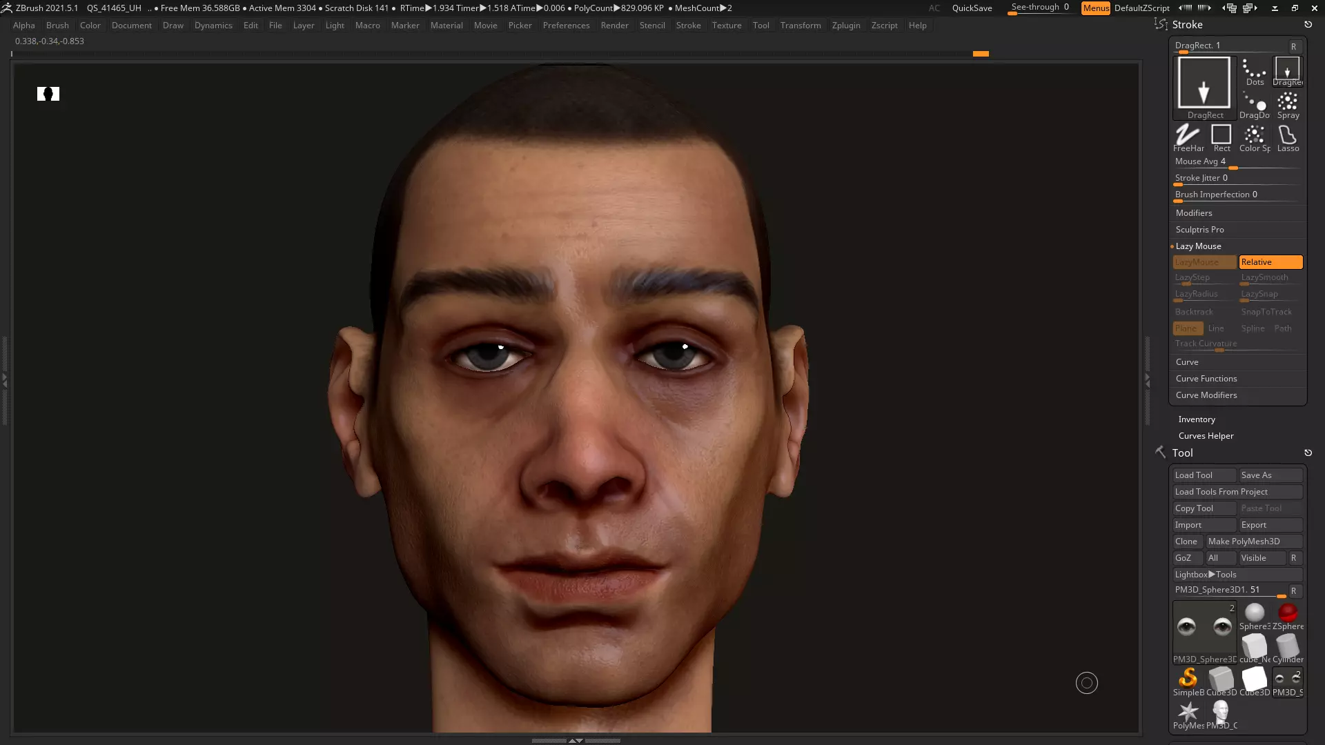 Human man head character zbrush 01 3D model_0
