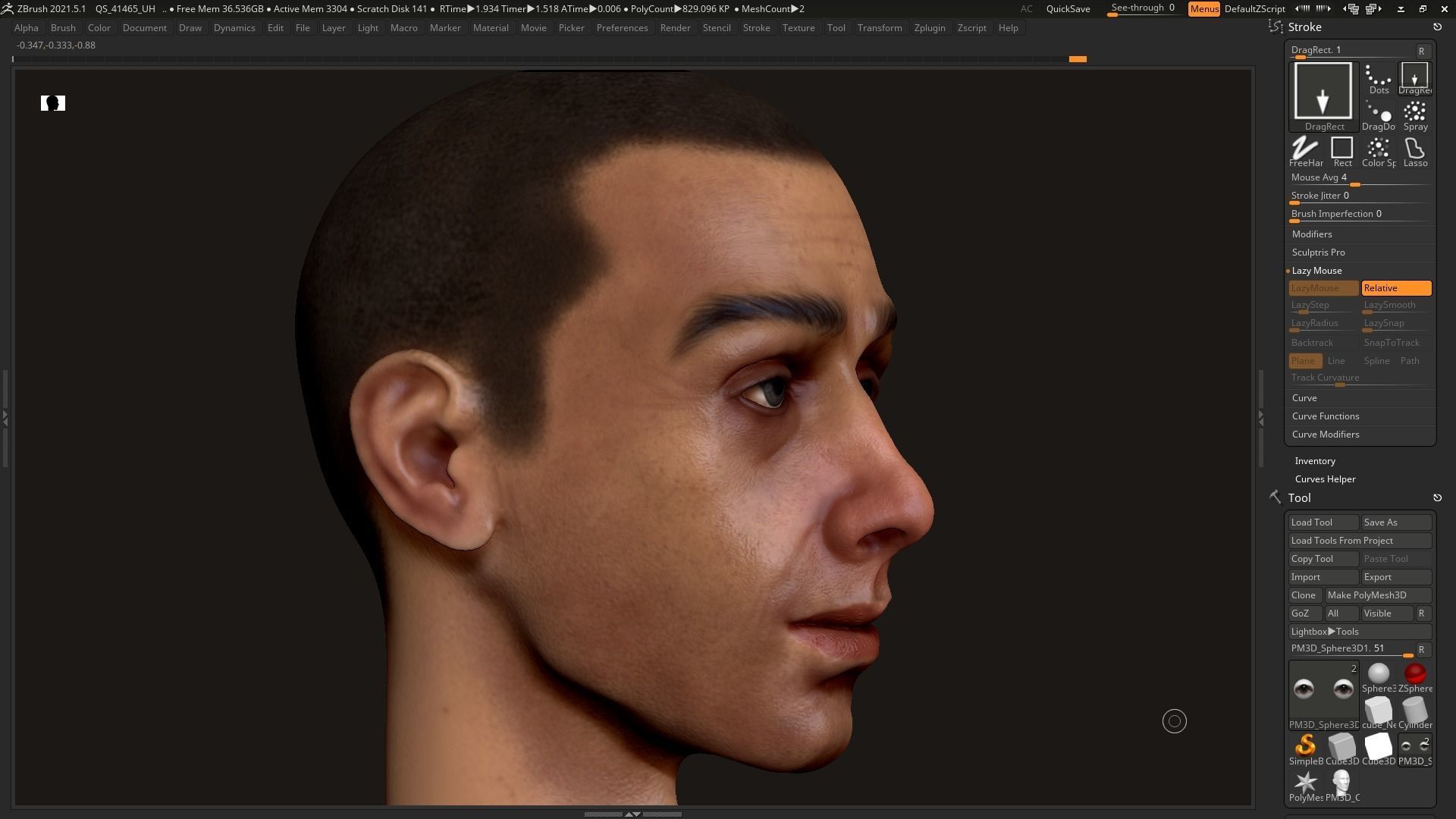 Human man head character zbrush 01 3D model_5