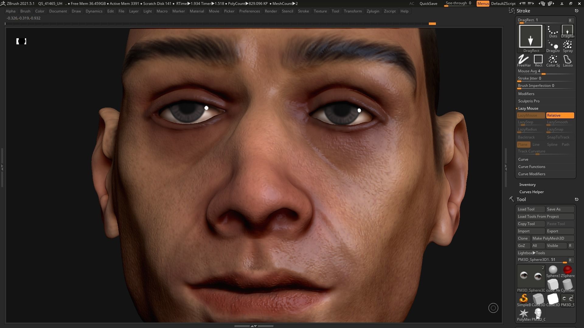 Human man head character zbrush 01 3D model_10