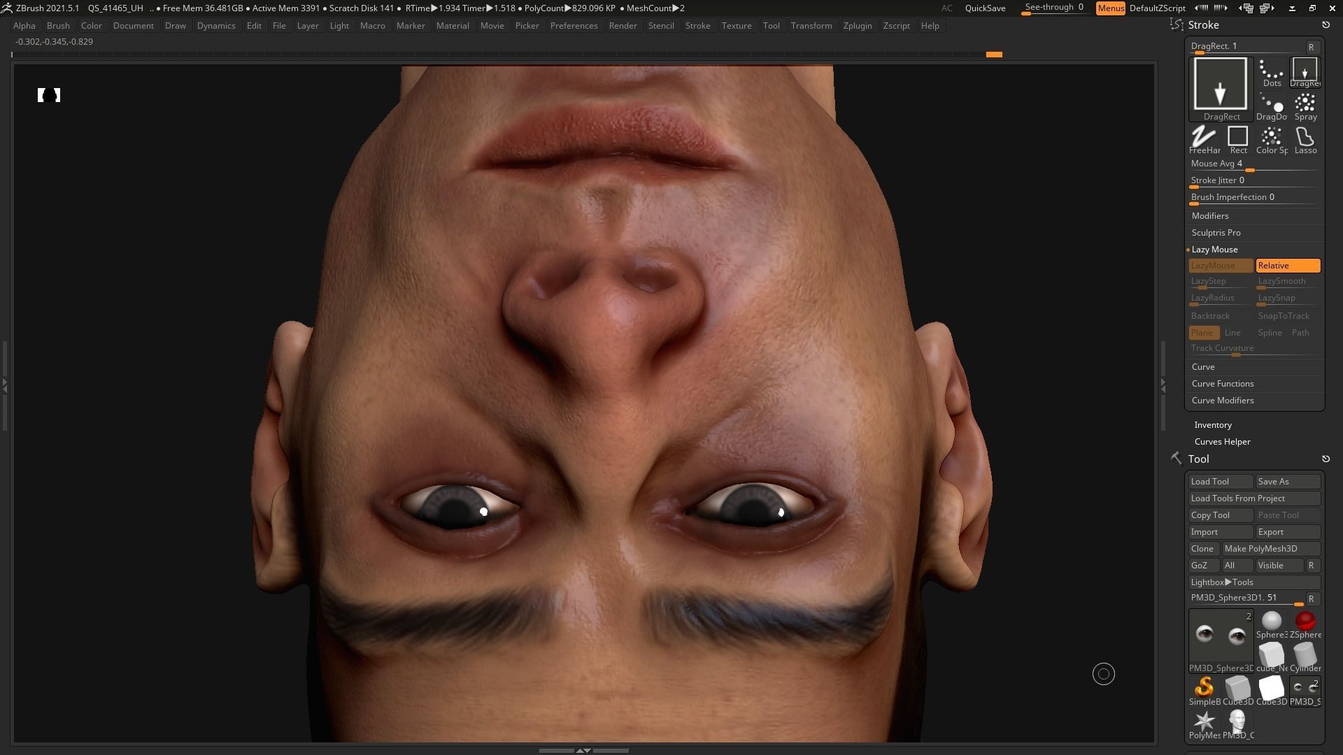 Human man head character zbrush 01 3D model_11