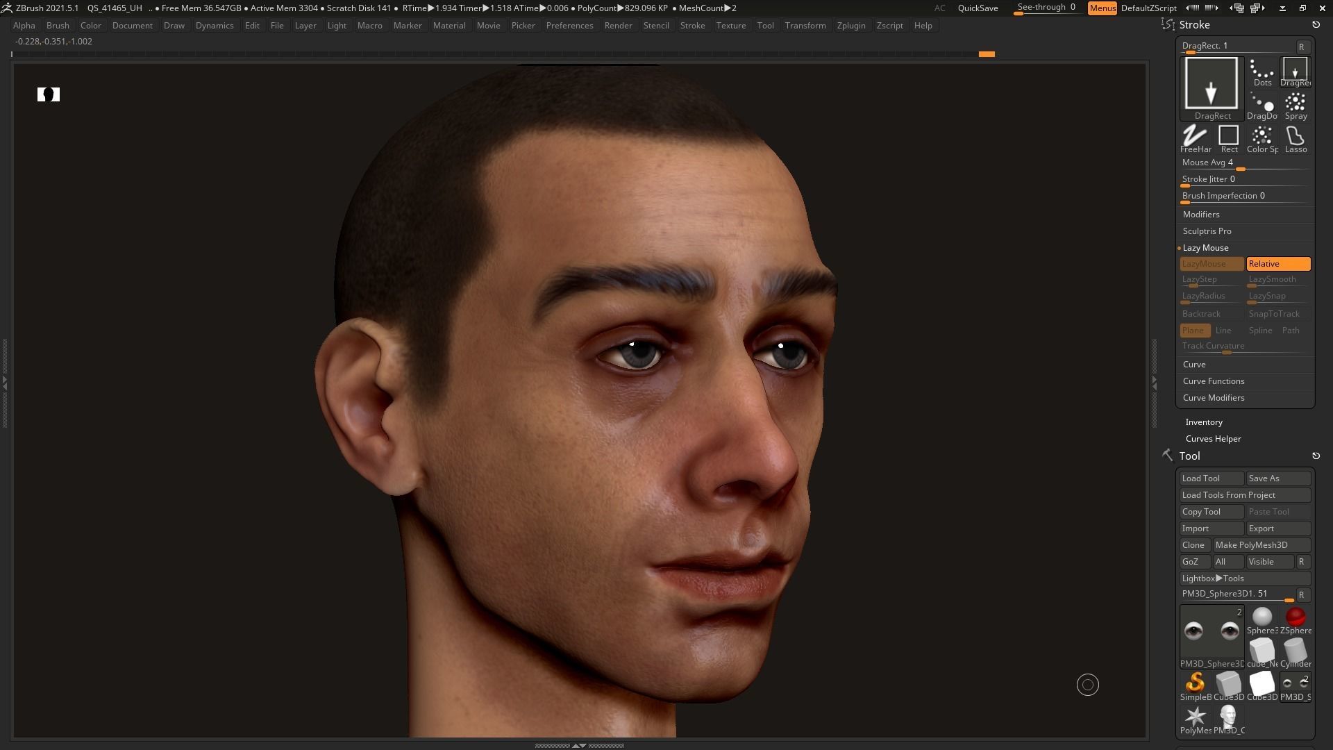 Human man head character zbrush 01 3D model_4