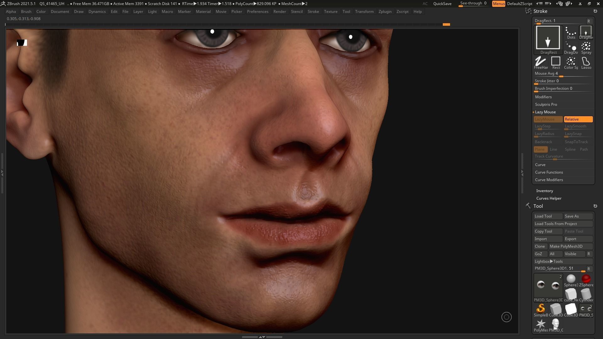 Human man head character zbrush 01 3D model_9
