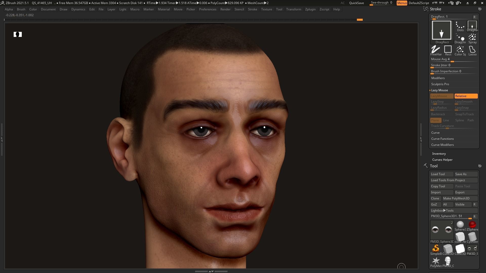 Human man head character zbrush 01 3D model_3