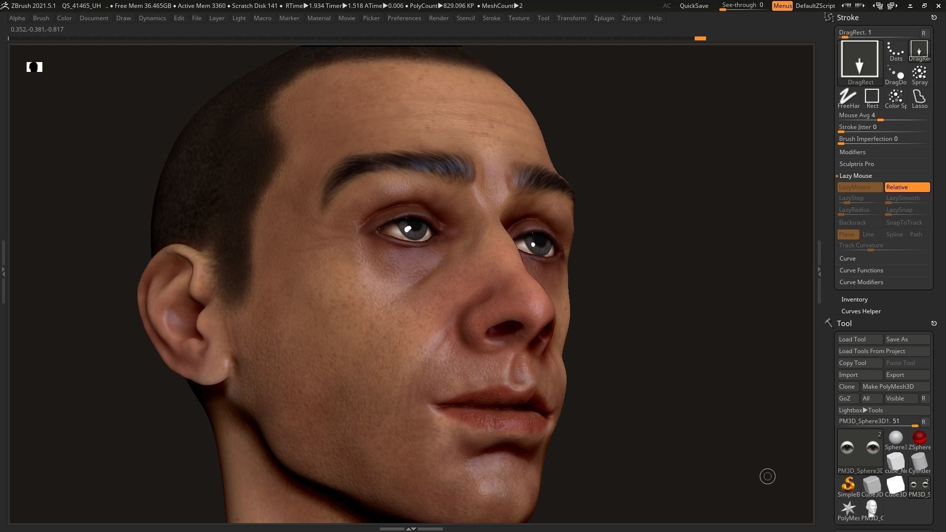 Human man head character zbrush 01 3D model_7