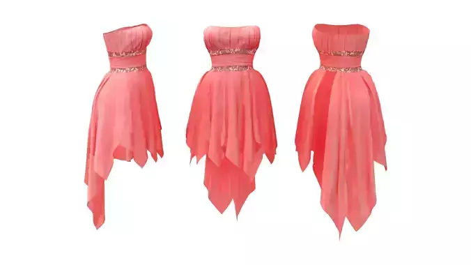 Chiffon Strapless Cocktail Dress with Draped Frills