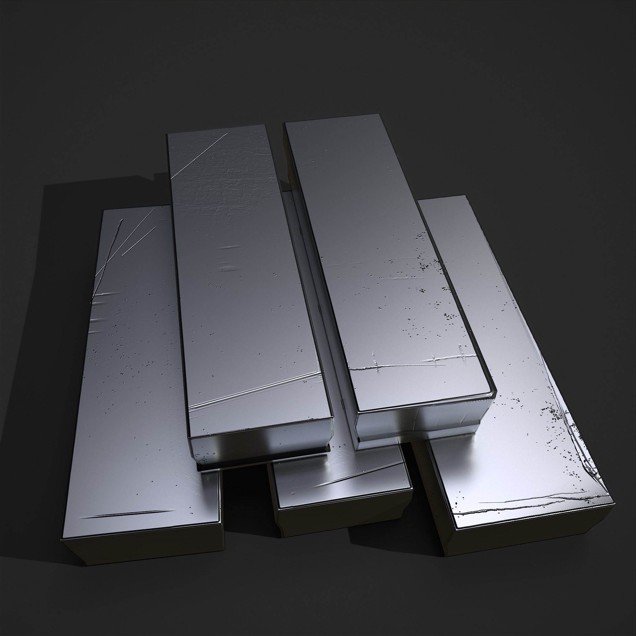 Pewter Bars  Low-poly 3D model_8