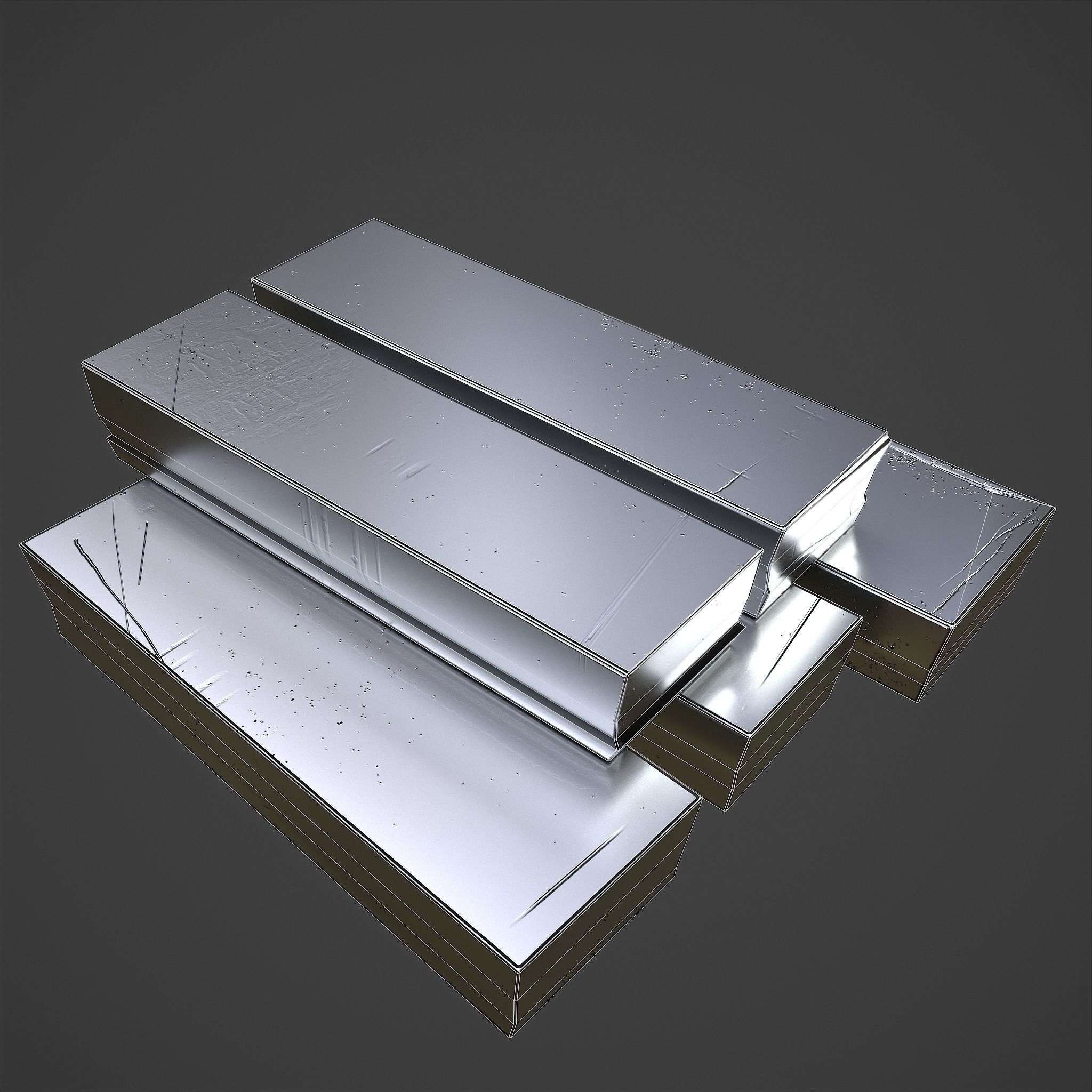 Pewter Bars  Low-poly 3D model_15