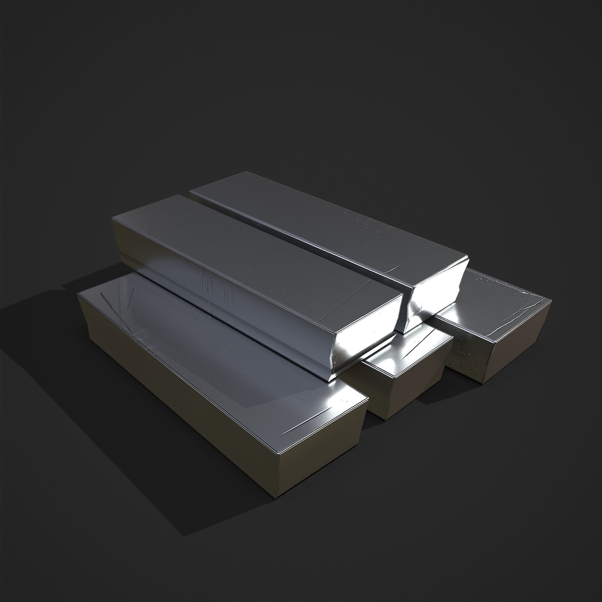 Pewter Bars  Low-poly 3D model_2