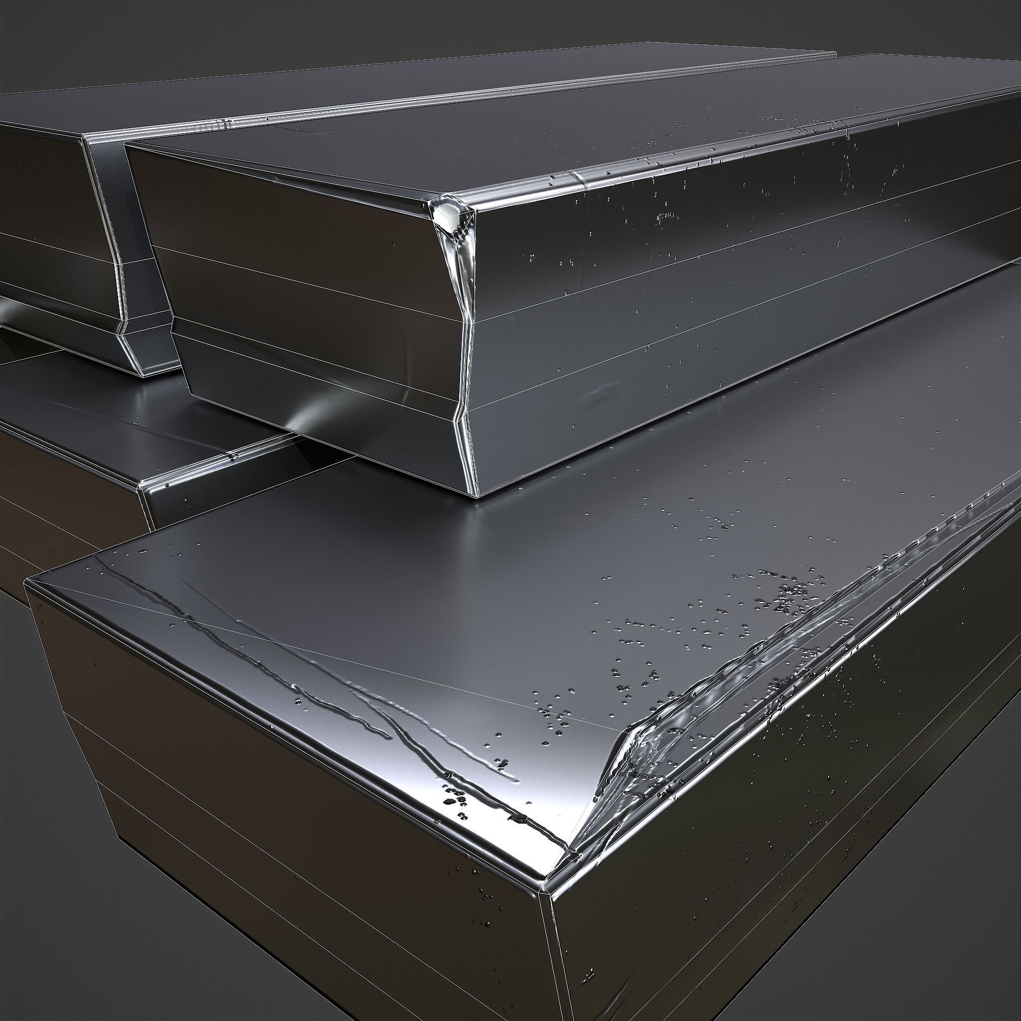 Pewter Bars  Low-poly 3D model_16