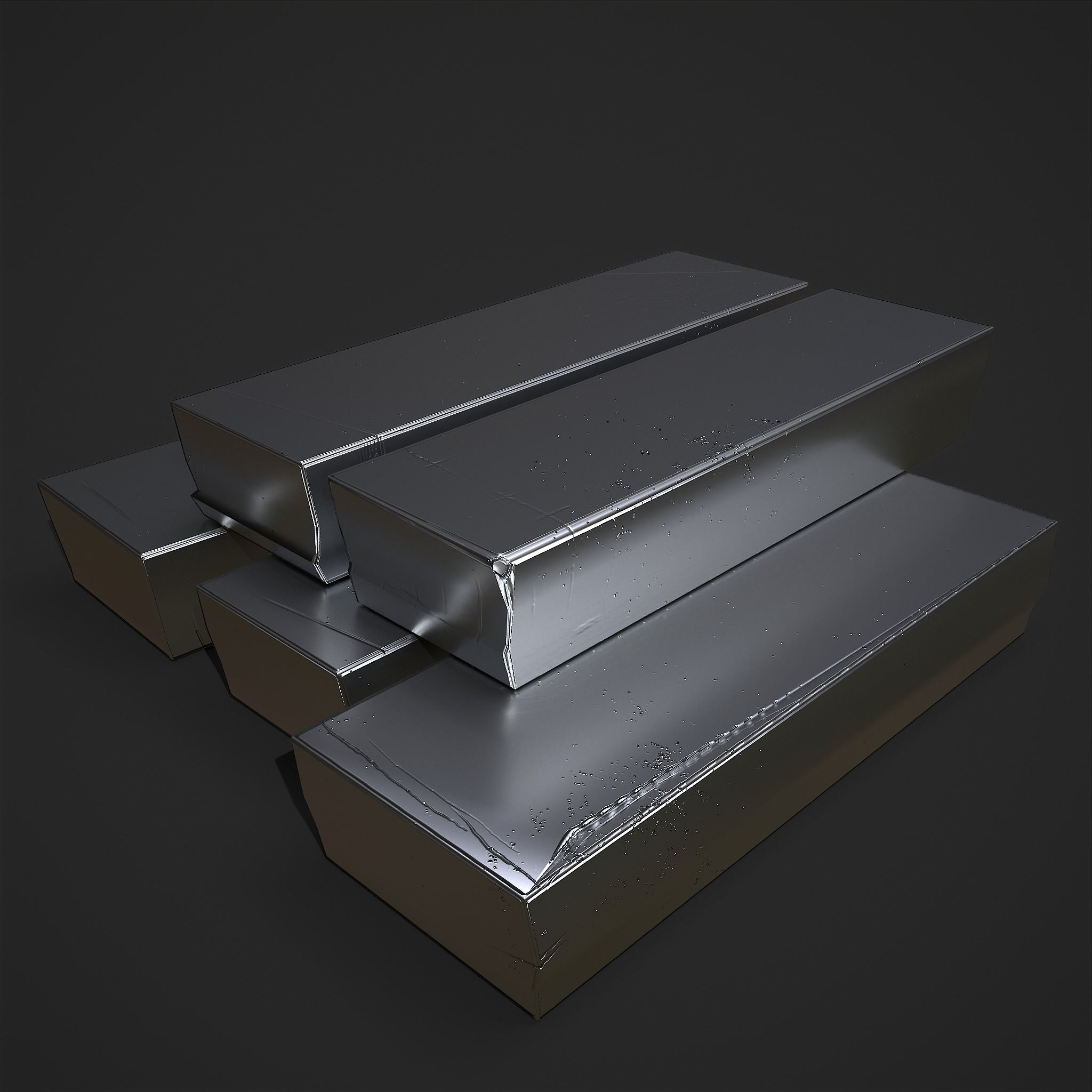 Pewter Bars  Low-poly 3D model_10
