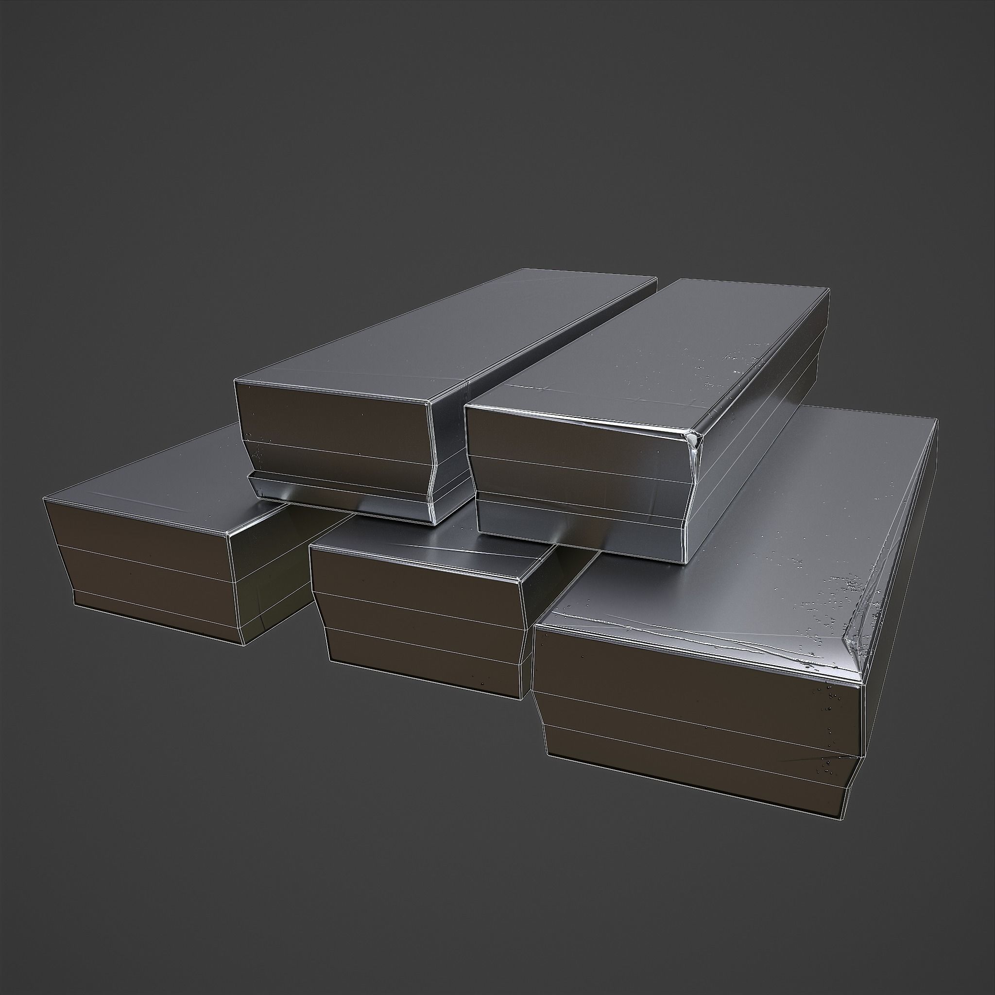 Pewter Bars  Low-poly 3D model_13