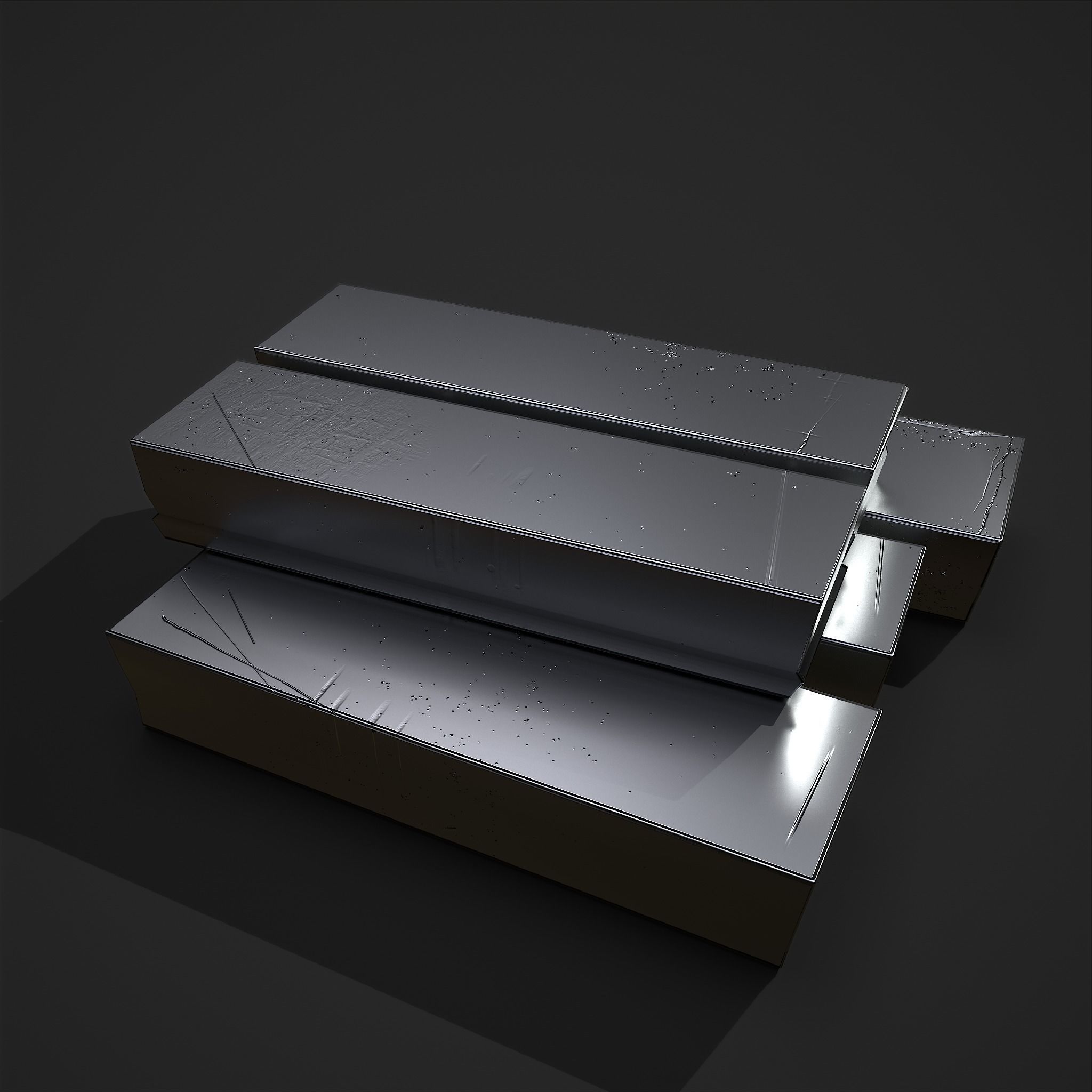 Pewter Bars  Low-poly 3D model_9