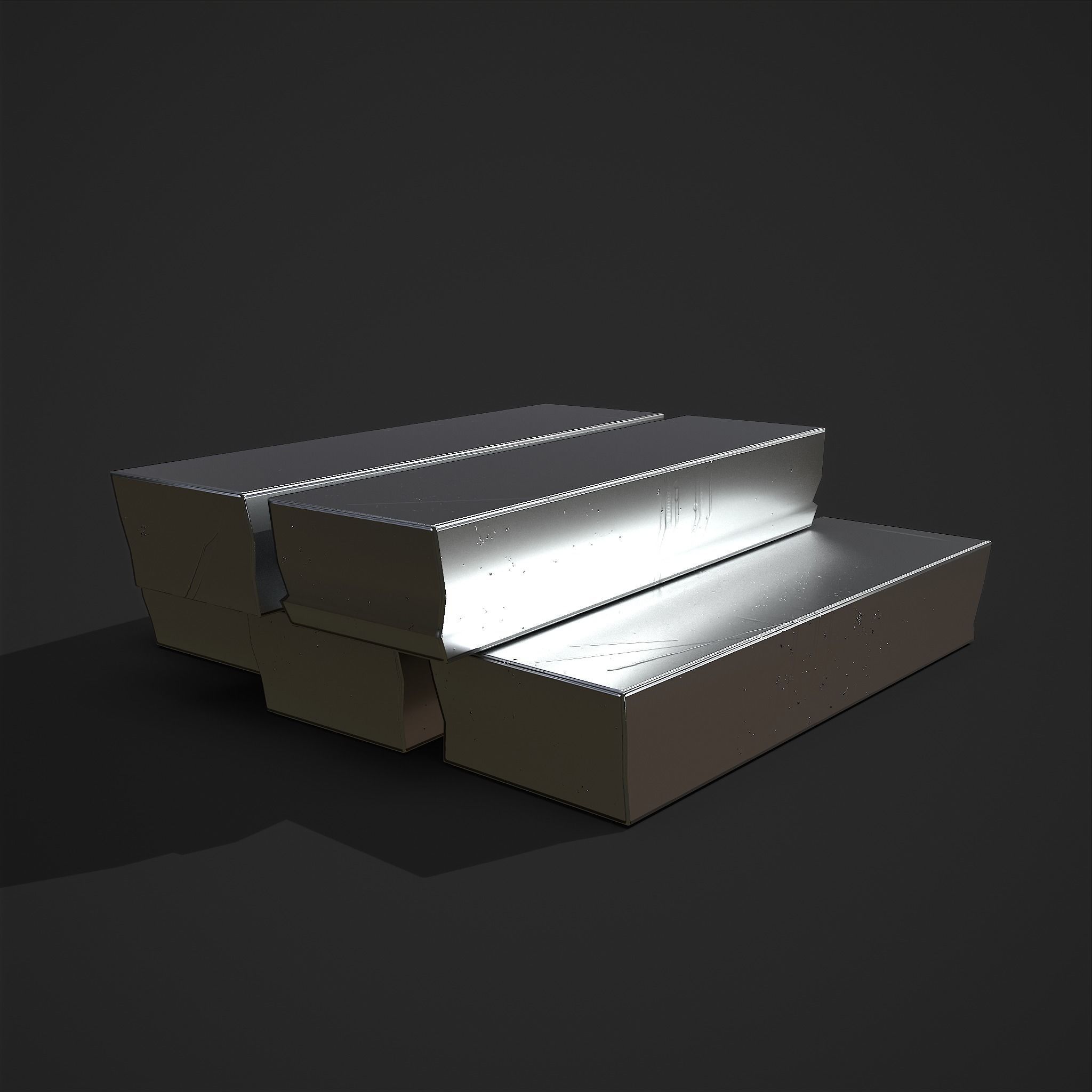 Pewter Bars  Low-poly 3D model_7