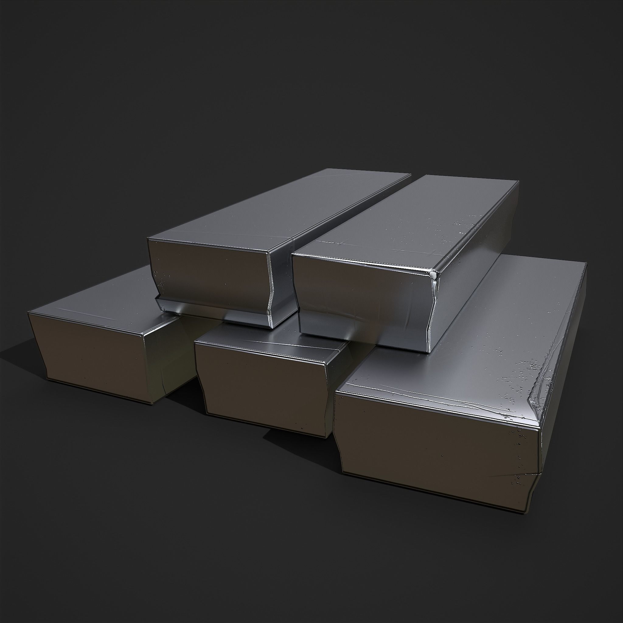 Pewter Bars  Low-poly 3D model_12