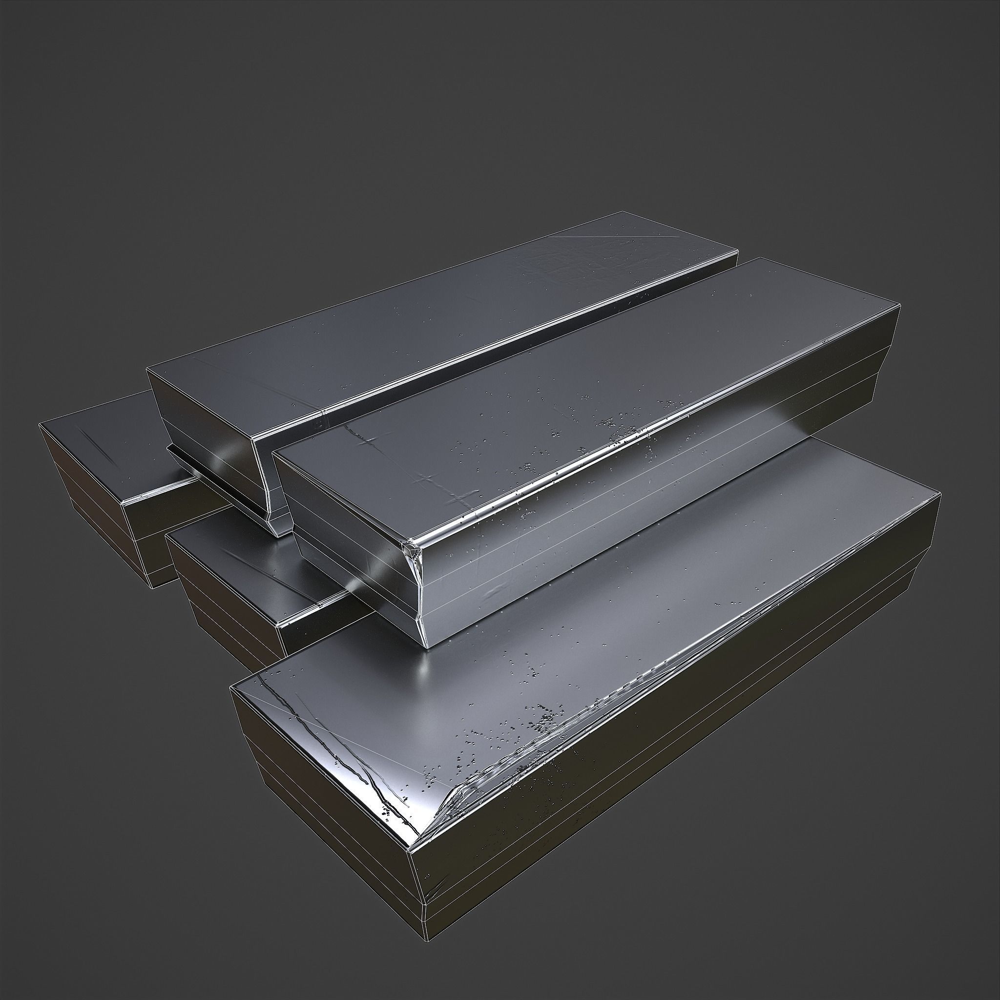 Pewter Bars  Low-poly 3D model_17