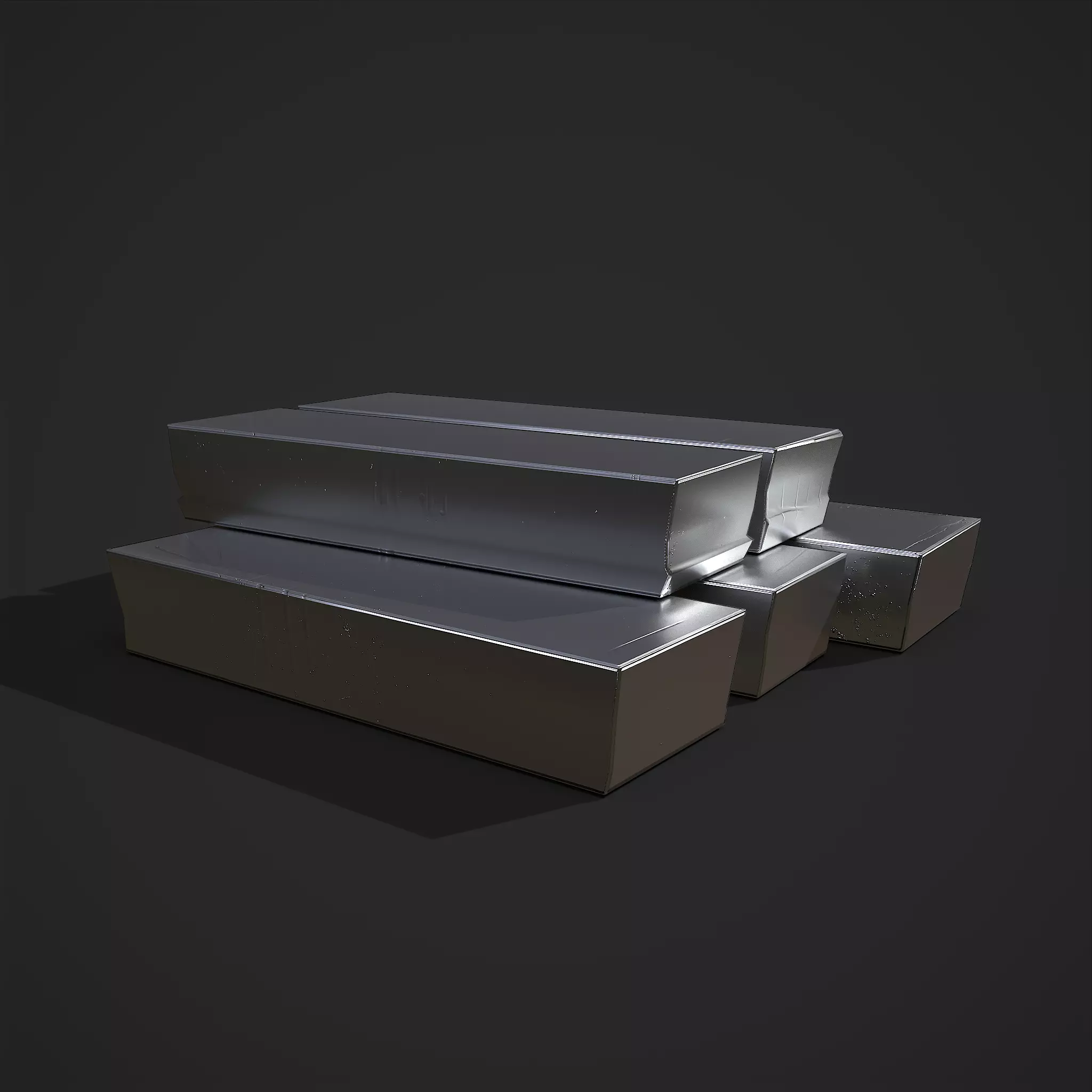 Pewter Bars  Low-poly 3D model_0