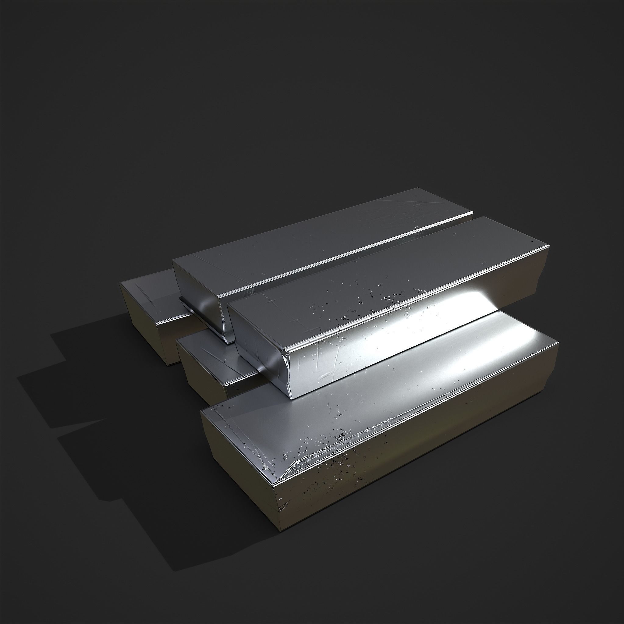Pewter Bars  Low-poly 3D model_4