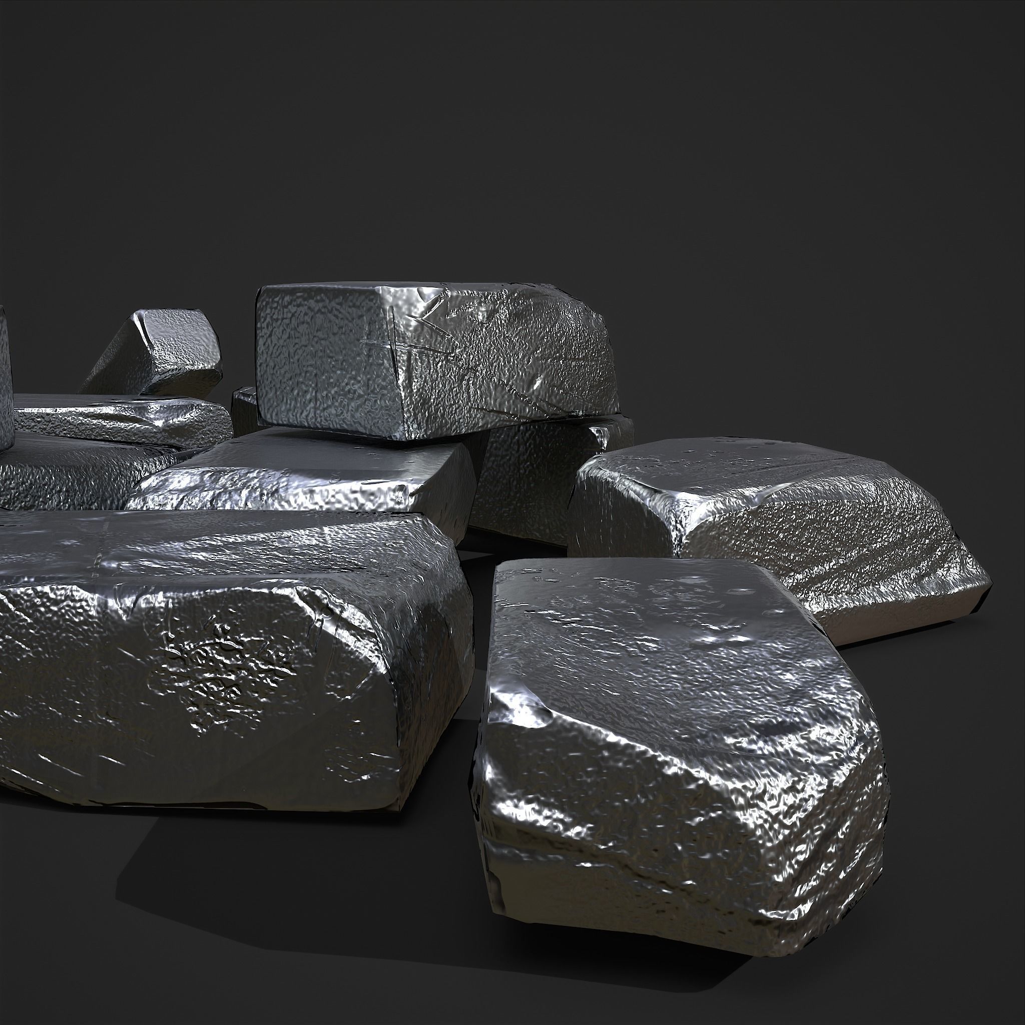 Pewter Chunks Low-poly 3D model_13