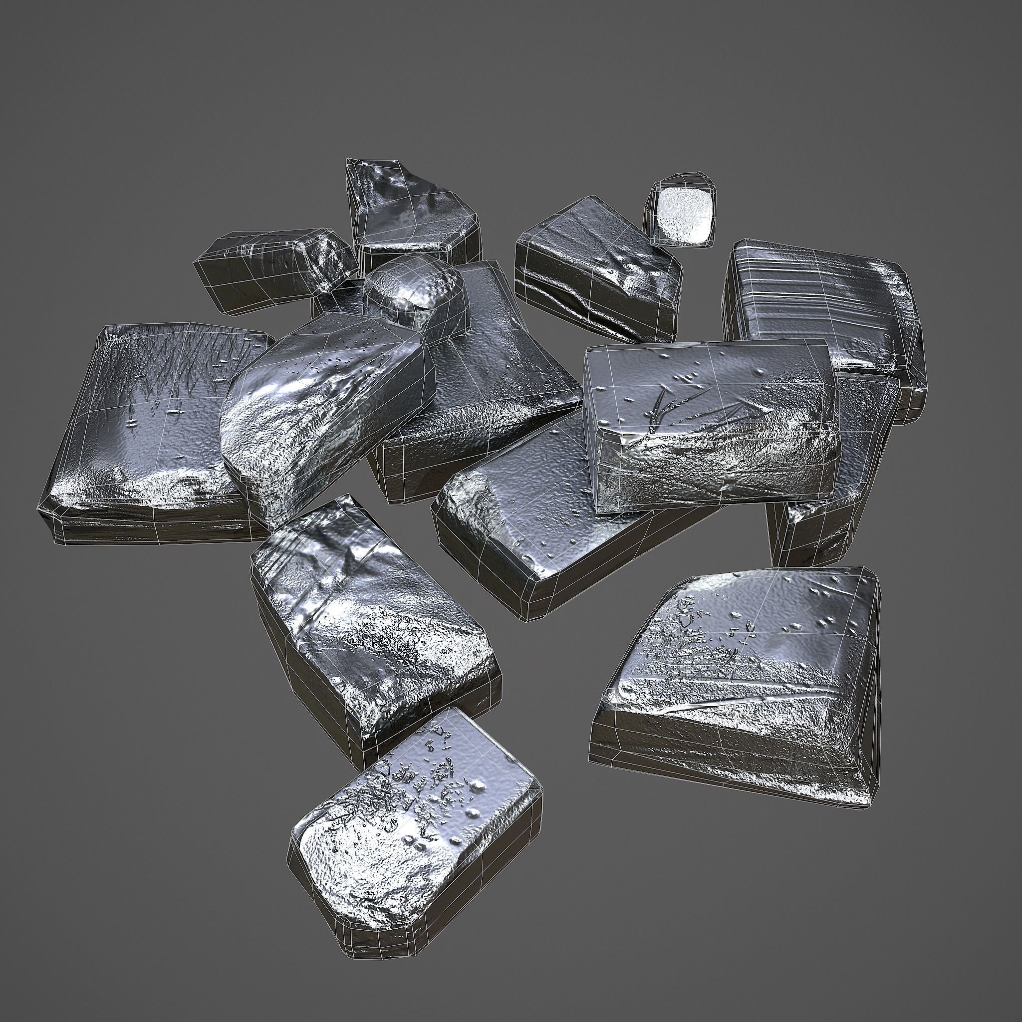 Pewter Chunks Low-poly 3D model_19