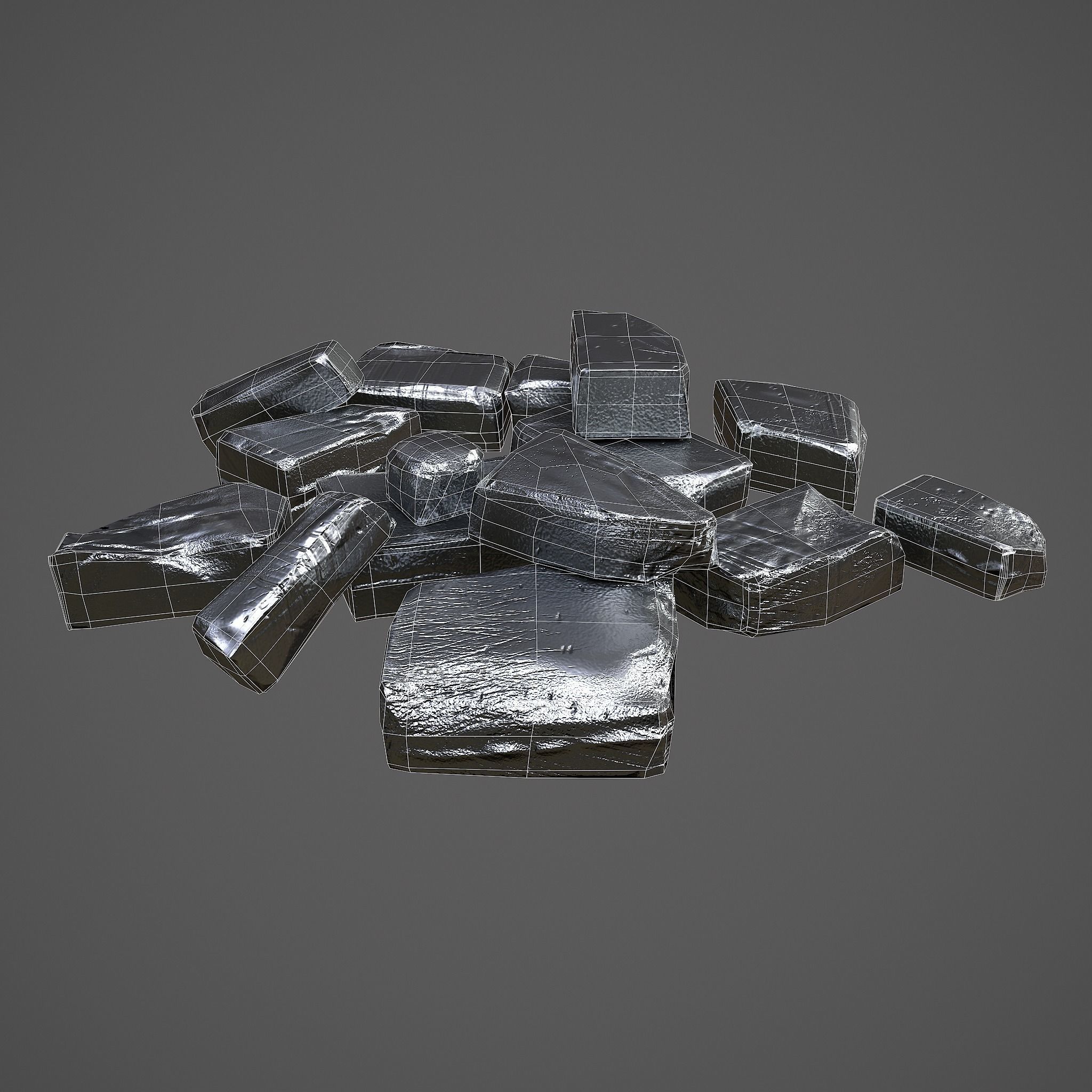 Pewter Chunks Low-poly 3D model_18