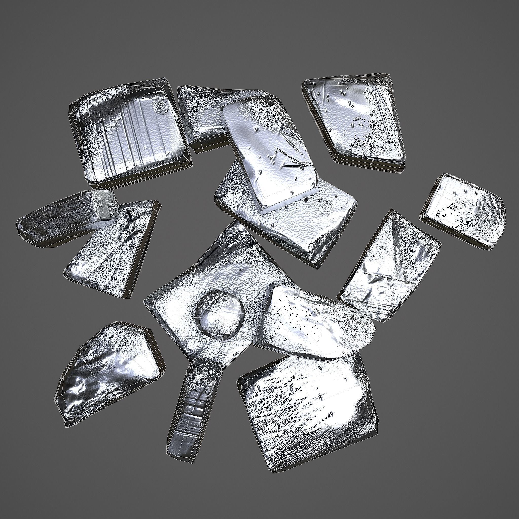 Pewter Chunks Low-poly 3D model_17