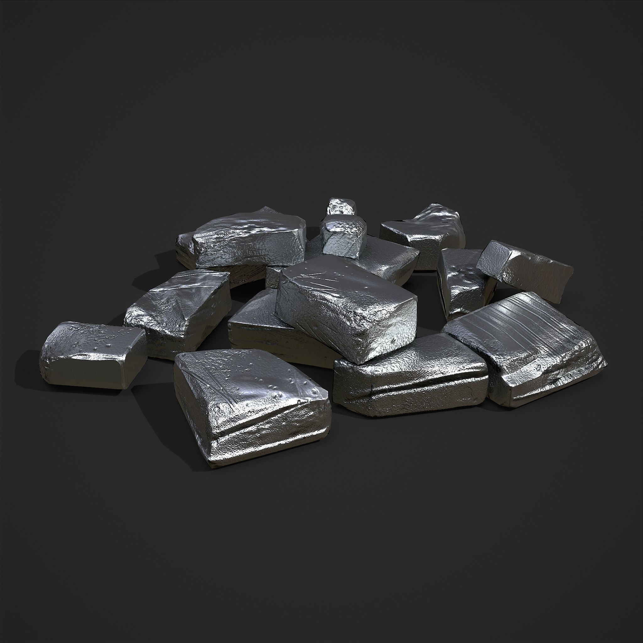 Pewter Chunks Low-poly 3D model_3