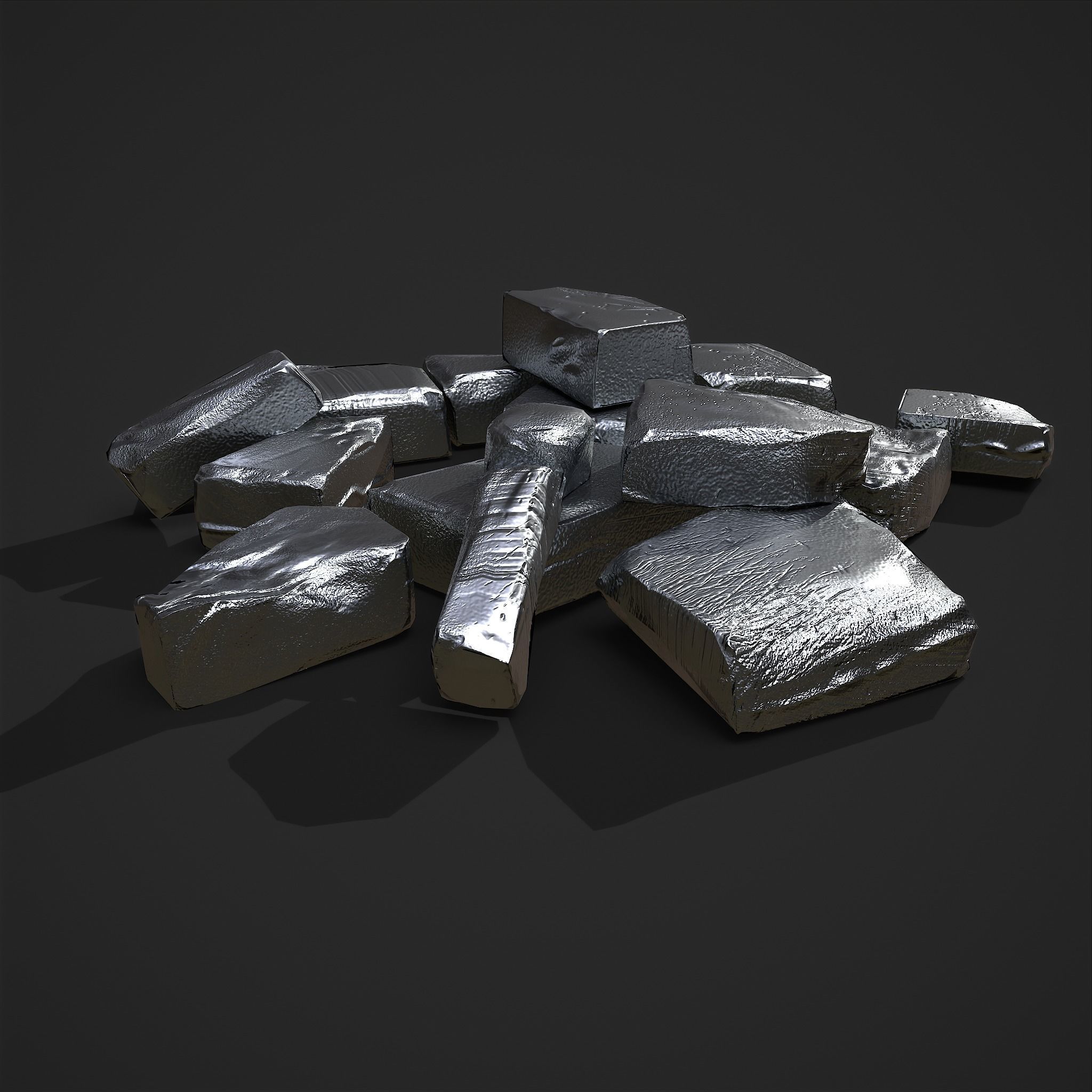 Pewter Chunks Low-poly 3D model_10